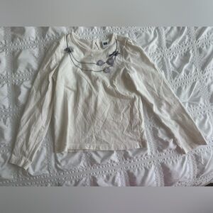Janie and Jack Cream Long Sleeve Top with Necklace Applique